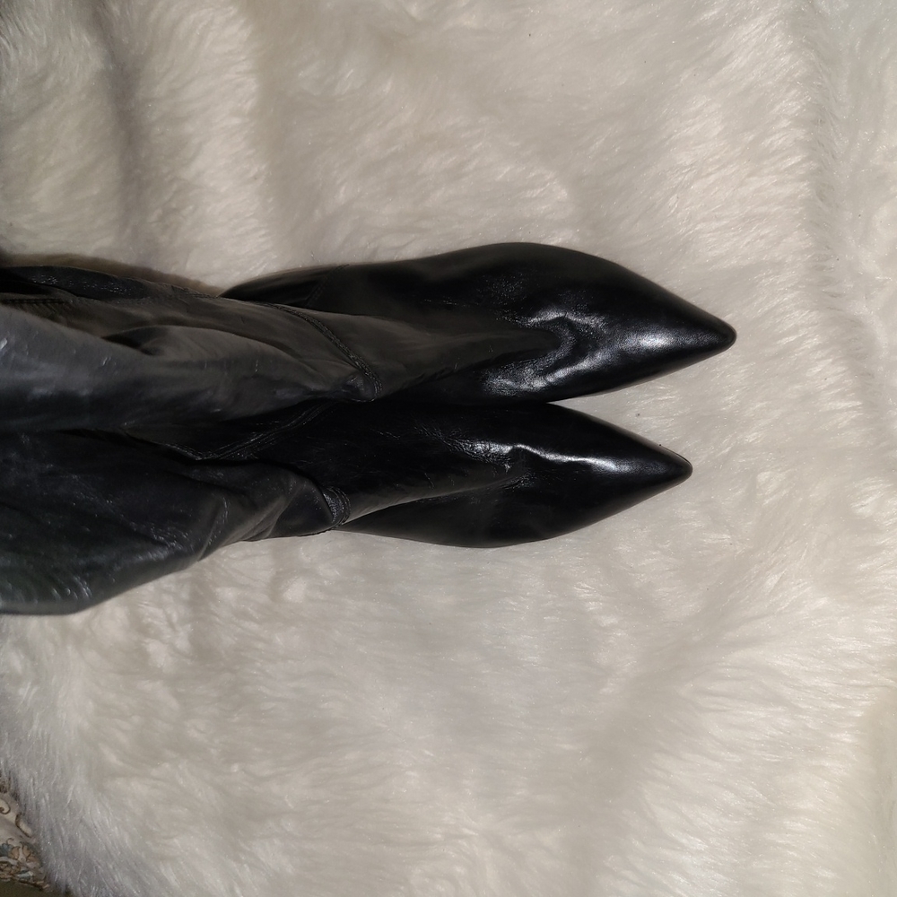 Corso Como Size 10 Black Leather Knee High Boots